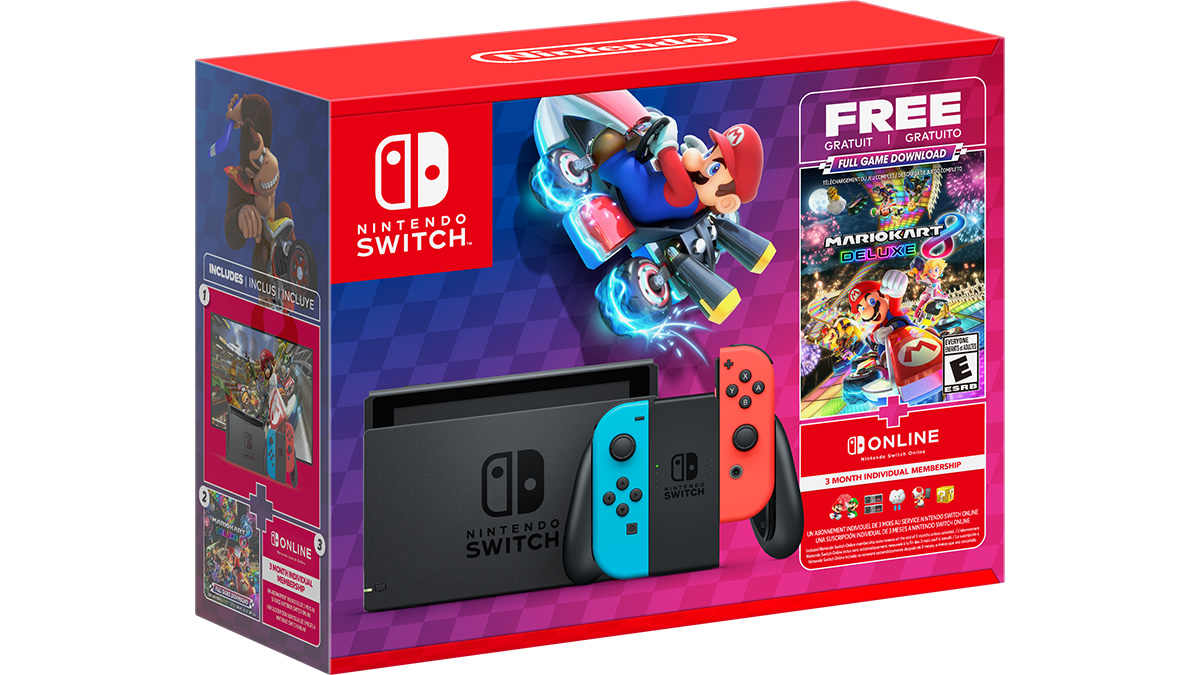 Nintendo Switch Neon Blue/Neon Red Joy-Con + Mario Kart 8